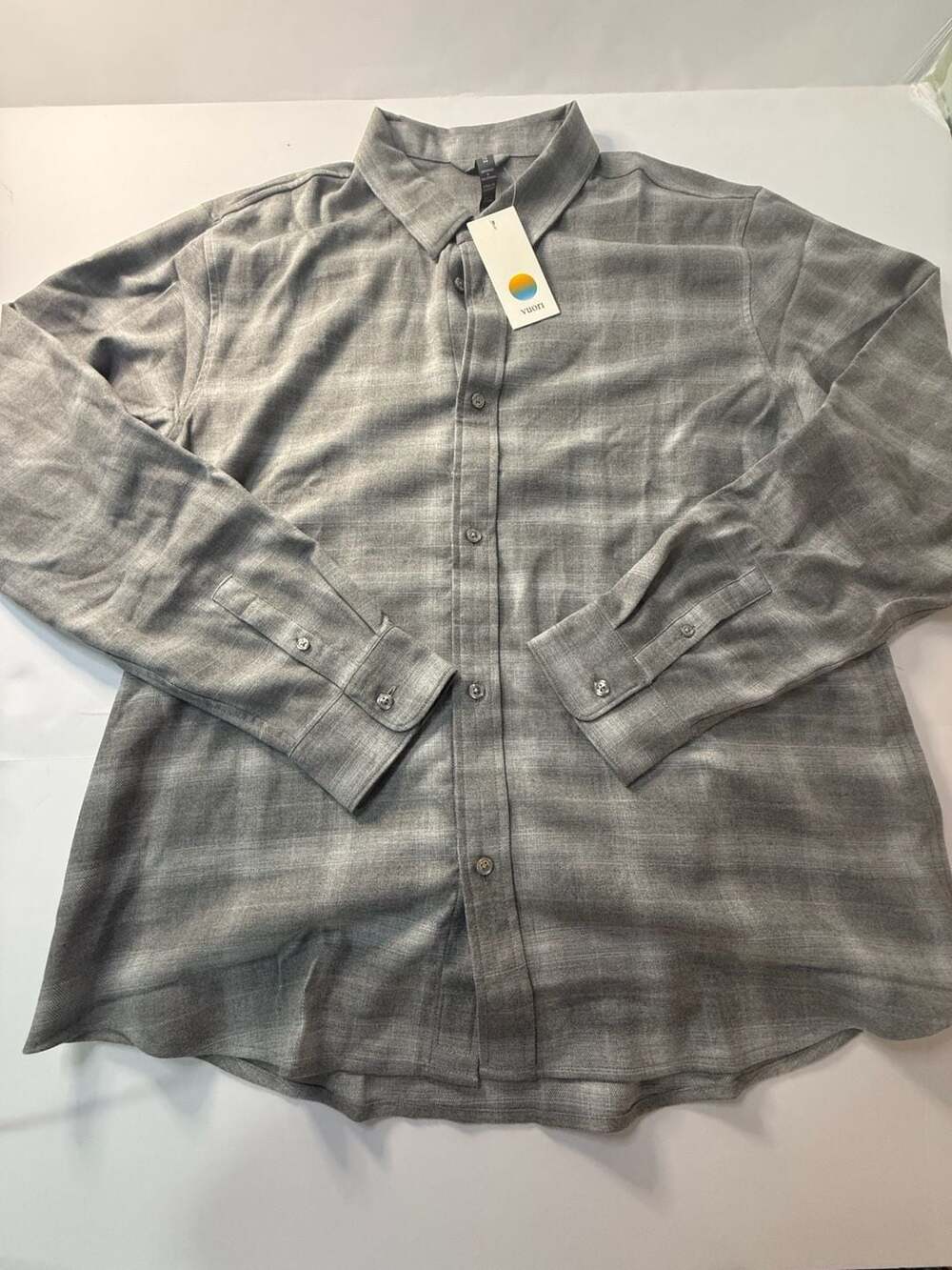 Vuori Midweight Flannel Shirt Size XL Grey Heather Long Sleeve